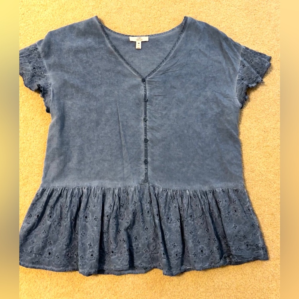 Chambray Peplum Top Size Medium